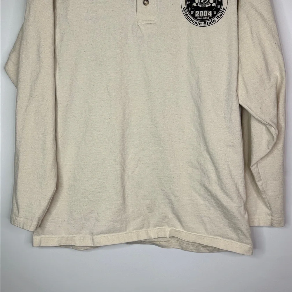 Vintage Harley Owners Group Wisconsin State Rally 2004 Long Sleeve Henley Medium